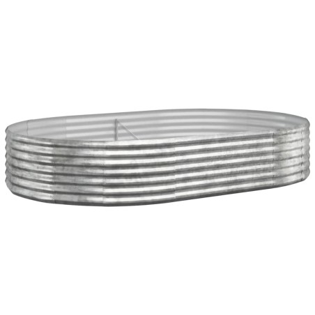 vidaXL Hochbeet Pulverbeschichteter Stahl 214x140x36 cm Silbern