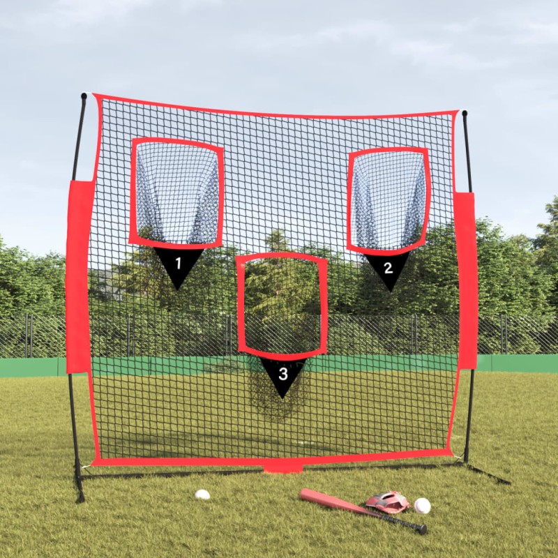vidaXL Baseball-Netz Tragbar Schwarz und Rot 183x105x183 cm Polyester vidaXL Baseball-Netz Tragbar Schwarz und Rot 183x105x183 cm Polyester