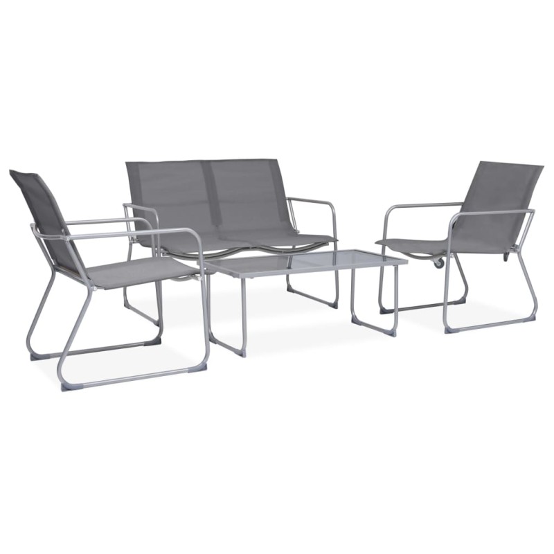 vidaXL 4-tlg. Garten-Lounge-Set Stoff und Stahl Grau vidaXL 4-tlg. Garten-Lounge-Set Stoff und Stahl Grau