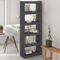 vidaXL Bücherregal/Raumteiler Grau 60x30x167,5 cm Massivholz Kiefer