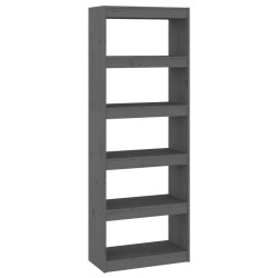 vidaXL Bücherregal/Raumteiler Grau 60x30x167,5 cm Massivholz Kiefer