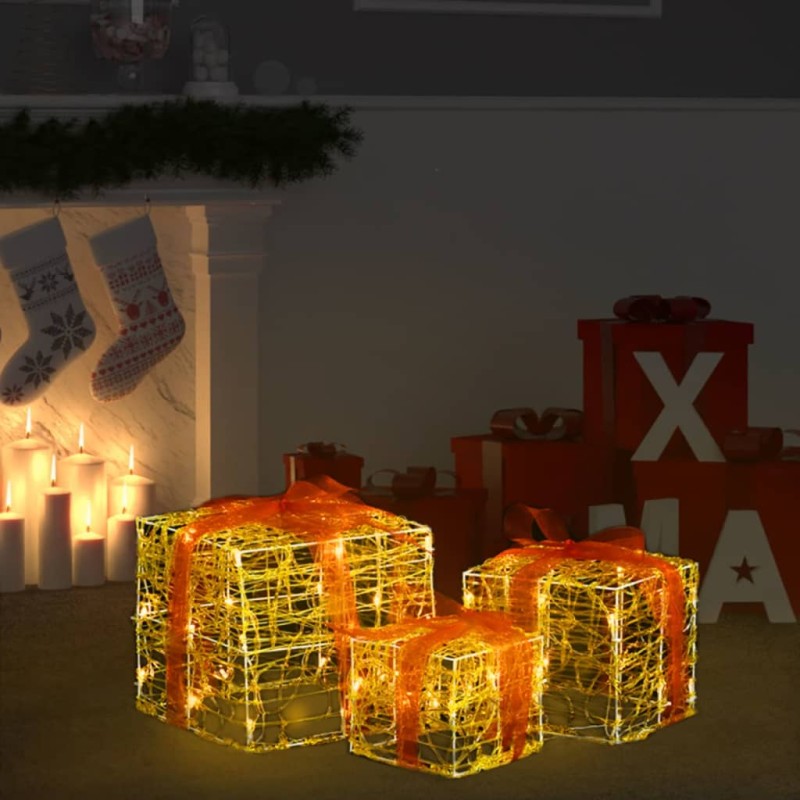vidaXL LED-Geschenkboxen 3 Stk. Weihnachtsdekoration Warmweiß vidaXL LED-Geschenkboxen 3 Stk. Weihnachtsdekoration Warmweiß