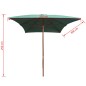 vidaXL Sonnenschirm 200x300 cm Holzmast Grün vidaXL Sonnenschirm 200x300 cm Holzmast Grün