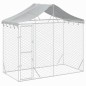 Outdoor-Hundezwinger mit Dach Silber 3x1,5x2,5m Stahl Verzinkt Outdoor-Hundezwinger mit Dach Silber 3x1,5x2,5m Stahl Verzinkt