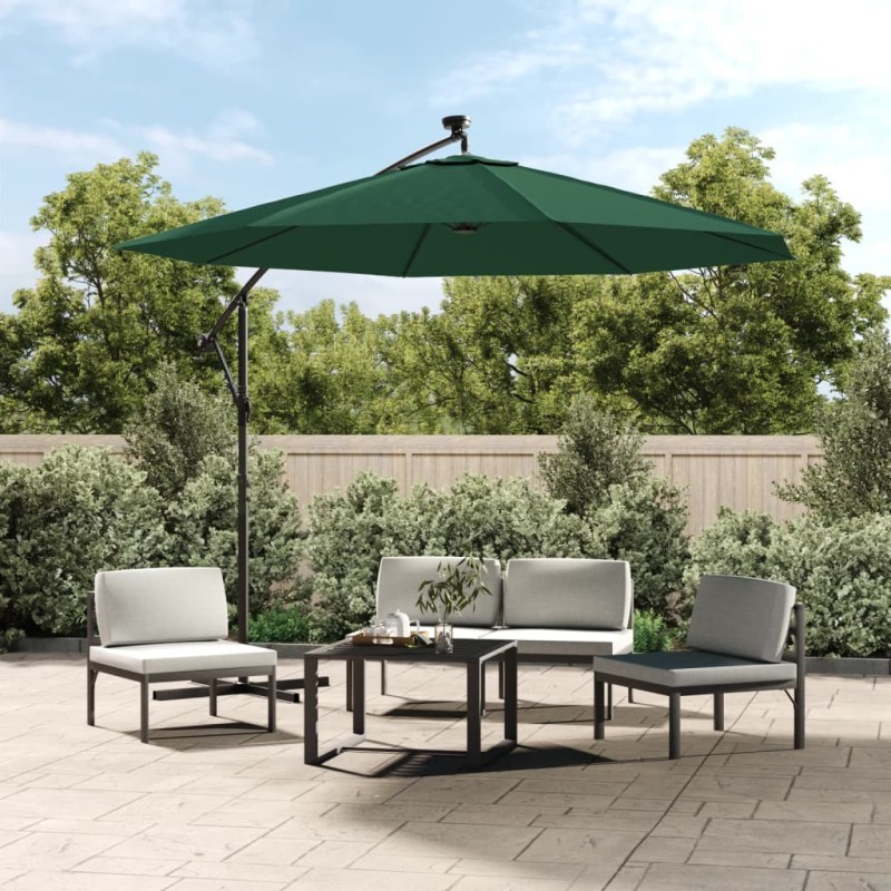 vidaXL Sonnenschirm Ampelschirm mit LED-Beleuchtung 300 cm Metallmast vidaXL Sonnenschirm Ampelschirm mit LED-Beleuchtung 300 cm Metallmast