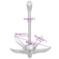 Klappanker mit Seil Silbern 4 kg Temperguss Klappanker mit Seil Silbern 4 kg Temperguss