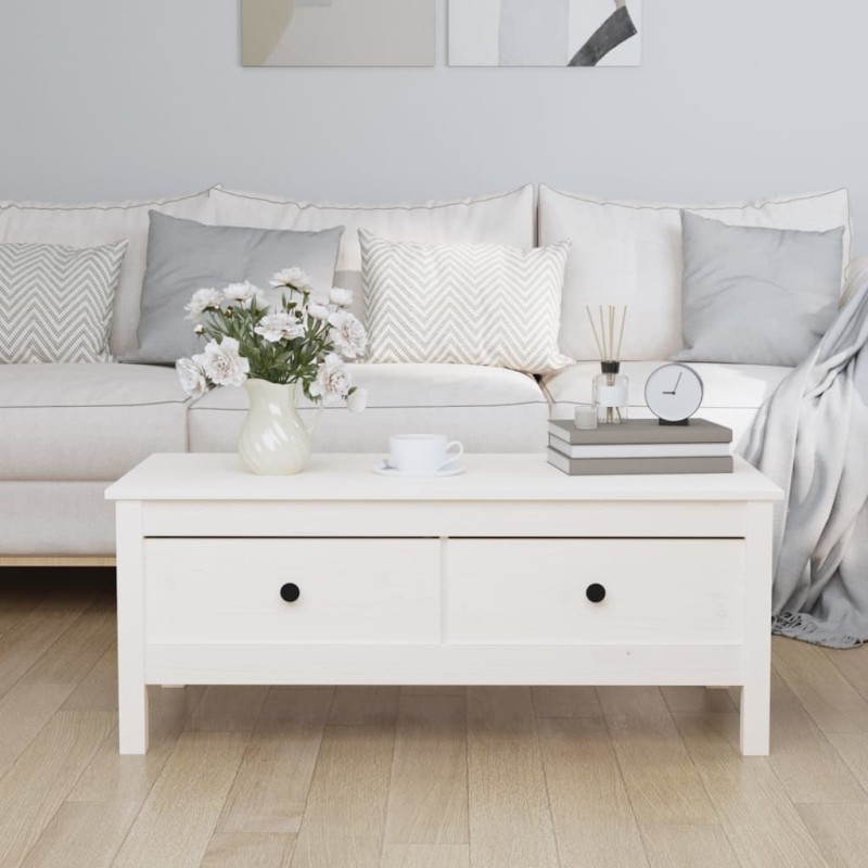 vidaXL Couchtisch Weiß 100x50x40 cm Massivholz Kiefer vidaXL Couchtisch Weiß 100x50x40 cm Massivholz Kiefer