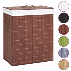 vidaXL Bambus-Wäschekorb mit 2 Fächern Braun 100 L
