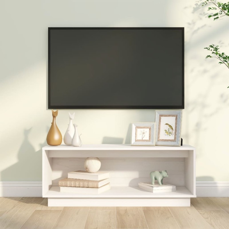 vidaXL TV-Schrank Weiß 90x35x35 cm Massivholz Kiefer vidaXL TV-Schrank Weiß 90x35x35 cm Massivholz Kiefer