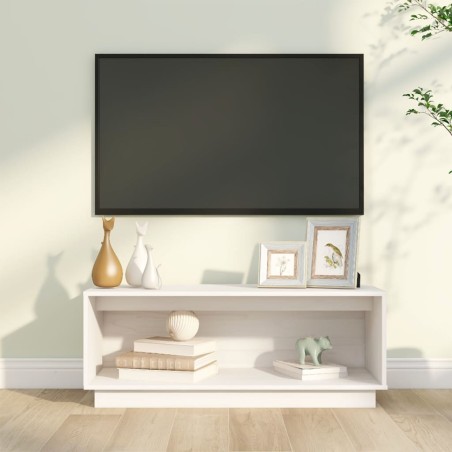 vidaXL TV-Schrank Weiß 90x35x35 cm Massivholz Kiefer