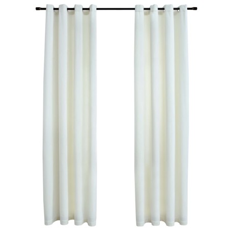 vidaXL Verdunkelungsvorhänge mit Ösen 2 Stk. Samt Creme 140x175 cm