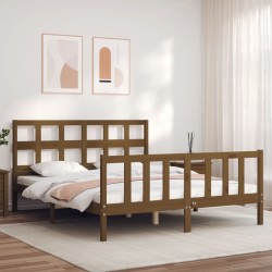 Massivholzbett mit Kopfteil Honigbraun 160x200 cm