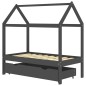 vidaXL Kinderbett mit Schublade Dunkelgrau Massivholz Kiefer 70x140 cm vidaXL Kinderbett mit Schublade Dunkelgrau Massivholz Kiefer 70x140 cm