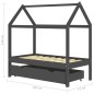 vidaXL Kinderbett mit Schublade Dunkelgrau Massivholz Kiefer 70x140 cm vidaXL Kinderbett mit Schublade Dunkelgrau Massivholz Kiefer 70x140 cm