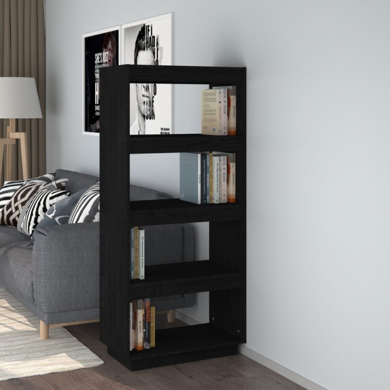 vidaXL Bücherregal/Raumteiler Schwarz 60x35x135 cm Massivholz Kiefer vidaXL Bücherregal/Raumteiler Schwarz 60x35x135 cm Massivholz Kiefer
