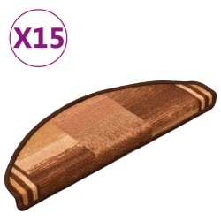 vidaXL Treppenmatten Selbstklebend 15 Stk. Braun 65x21x4 cm