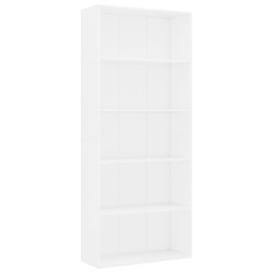 vidaXL Bücherregal 5 Fächer Weiß 80x30x189 cm Holzwerkstoff