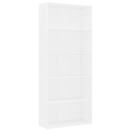vidaXL Bücherregal 5 Fächer Weiß 80x30x189 cm Holzwerkstoff