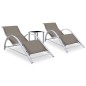 vidaXL Sonnenliegen 2 Stk. mit Tisch Aluminium Taupe vidaXL Sonnenliegen 2 Stk. mit Tisch Aluminium Taupe
