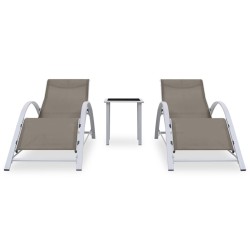 vidaXL Sonnenliegen 2 Stk. mit Tisch Aluminium Taupe