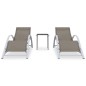 vidaXL Sonnenliegen 2 Stk. mit Tisch Aluminium Taupe vidaXL Sonnenliegen 2 Stk. mit Tisch Aluminium Taupe