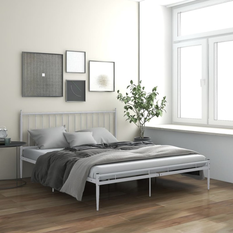 vidaXL Bett Weiß Metall 140x200 cm vidaXL Bett Weiß Metall 140x200 cm