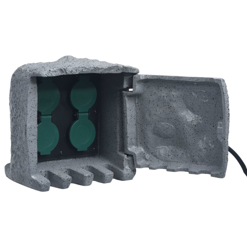 vidaXL Gartensteckdose 4-fach Wasserdicht Polyharz Grau vidaXL Gartensteckdose 4-fach Wasserdicht Polyharz Grau
