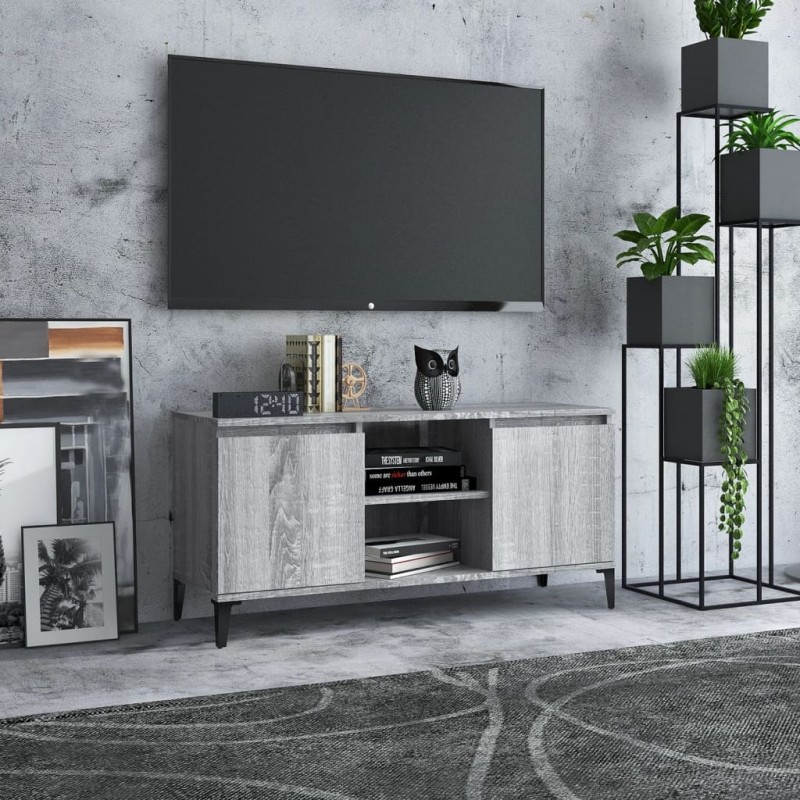 vidaXL TV-Schrank mit Metallbeinen Grau Sonoma 103,5x35x50 cm vidaXL TV-Schrank mit Metallbeinen Grau Sonoma 103,5x35x50 cm