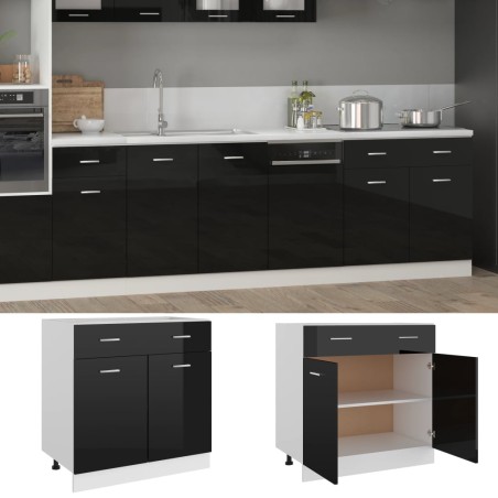 vidaXL Schubunterschrank Hochglanz-Schwarz 80x46x81,5 cm Holzwerkstoff