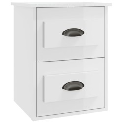 vidaXL Wand-Nachttisch Hochglanz-Weiß 41,5x36x53 cm