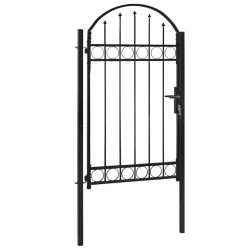 vidaXL Zauntor mit Gewölbter Spitze Stahl 100 x 175 cm Schwarz