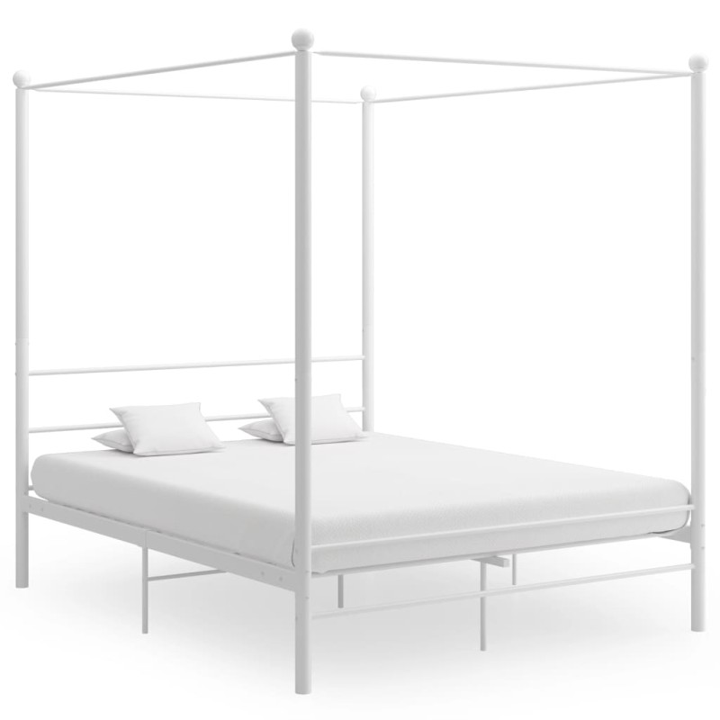 vidaXL Himmelbett Weiß Metall 160x200 cm vidaXL Himmelbett Weiß Metall 160x200 cm