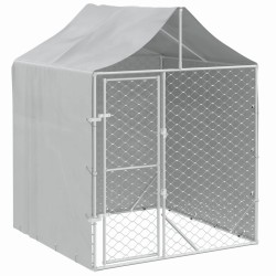 vidaXL Outdoor-Hundezwinger mit Dach Silber 2x2x2,5 m Verzinkter Stahl