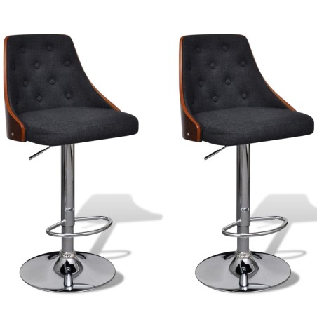 vidaXL Barhocker 2 Stk. Bugholz und Stoff 