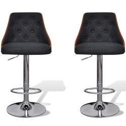 vidaXL Barhocker 2 Stk. Bugholz und Stoff 