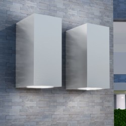 vidaXL LED-Außenwandleuchten 2 Stk. Quadratisch Auf-/Abwärts