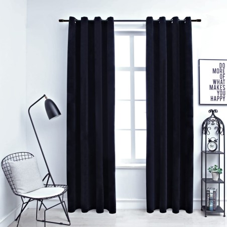 vidaXL Verdunkelungsvorhänge mit Ösen 2 Stk. Samt Schwarz 140x245 cm
