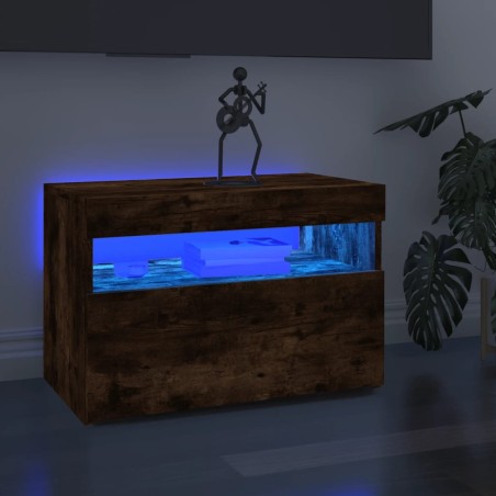 vidaXL TV-Schränke 2 Stk. mit LED-Leuchten Räuchereiche 60x35x40 cm