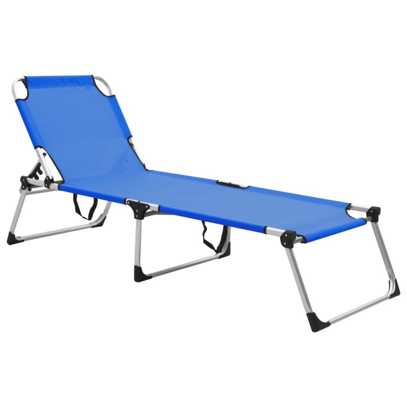 vidaXL Extra Hohe Klappbare Senioren-Sonnenliege Blau Aluminium vidaXL Extra Hohe Klappbare Senioren-Sonnenliege Blau Aluminium