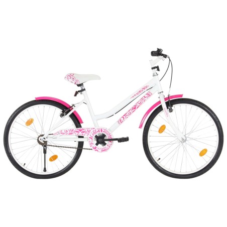 vidaXL Kinderfahrrad 24 Zoll Rosa und Weiß