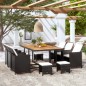vidaXL 11-tlg. Garten-Essgruppe mit Auflagen Poly Rattan Schwarz vidaXL 11-tlg. Garten-Essgruppe mit Auflagen Poly Rattan Schwarz