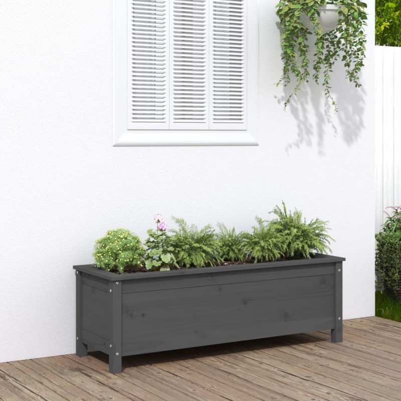 vidaXL Hochbeet Grau 119,5x40x39 cm Massivholz Kiefer vidaXL Hochbeet Grau 119,5x40x39 cm Massivholz Kiefer