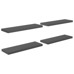 vidaXL Schweberegale 4 Stk. Hochglanz-Grau 80x23,5x3,8 cm MDF
