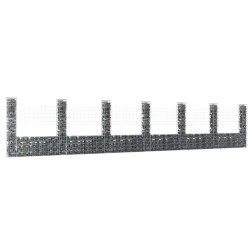 vidaXL Gabionenkorb U-Form mit 7 Säulen Eisen 740x20x150 cm