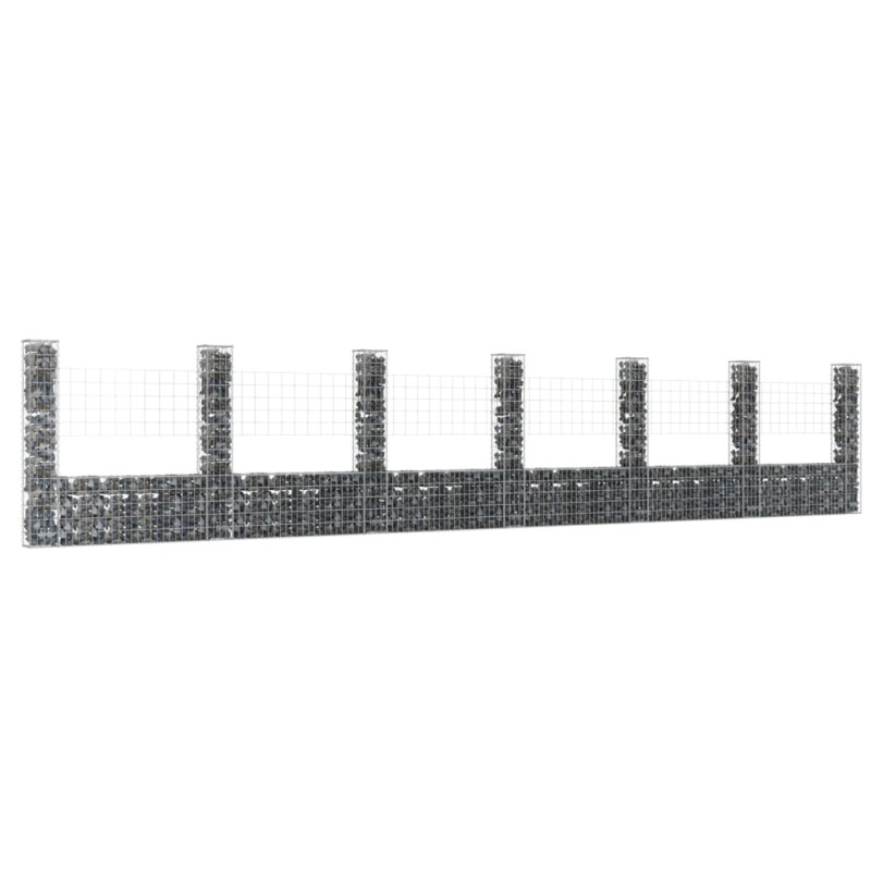 vidaXL Gabionenkorb U-Form mit 7 Säulen Eisen 740x20x150 cm vidaXL Gabionenkorb U-Form mit 7 Säulen Eisen 740x20x150 cm