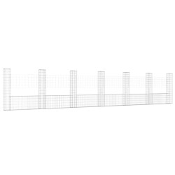 vidaXL Gabionenkorb U-Form mit 7 Säulen Eisen 740x20x150 cm