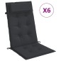 Hochlehner-Auflagen 6 Stk. Schwarz Oxford-Gewebe Hochlehner-Auflagen 6 Stk. Schwarz Oxford-Gewebe