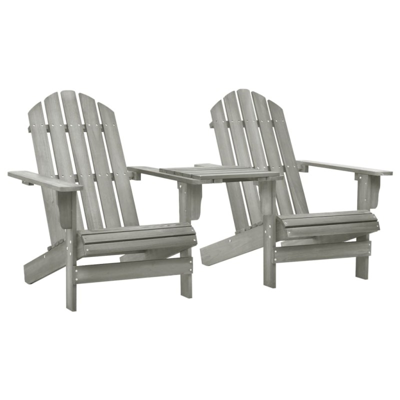 vidaXL Adirondack-Gartenstühle mit Tisch Massivholz Tanne Grau vidaXL Adirondack-Gartenstühle mit Tisch Massivholz Tanne Grau