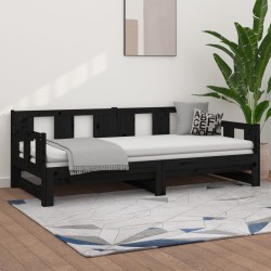 vidaXL Tagesbett Ausziehbar Schwarz Massivholz Kiefer 2x(90x200) cm