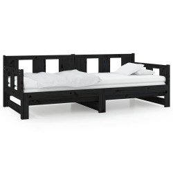 vidaXL Tagesbett Ausziehbar Schwarz Massivholz Kiefer 2x(90x200) cm